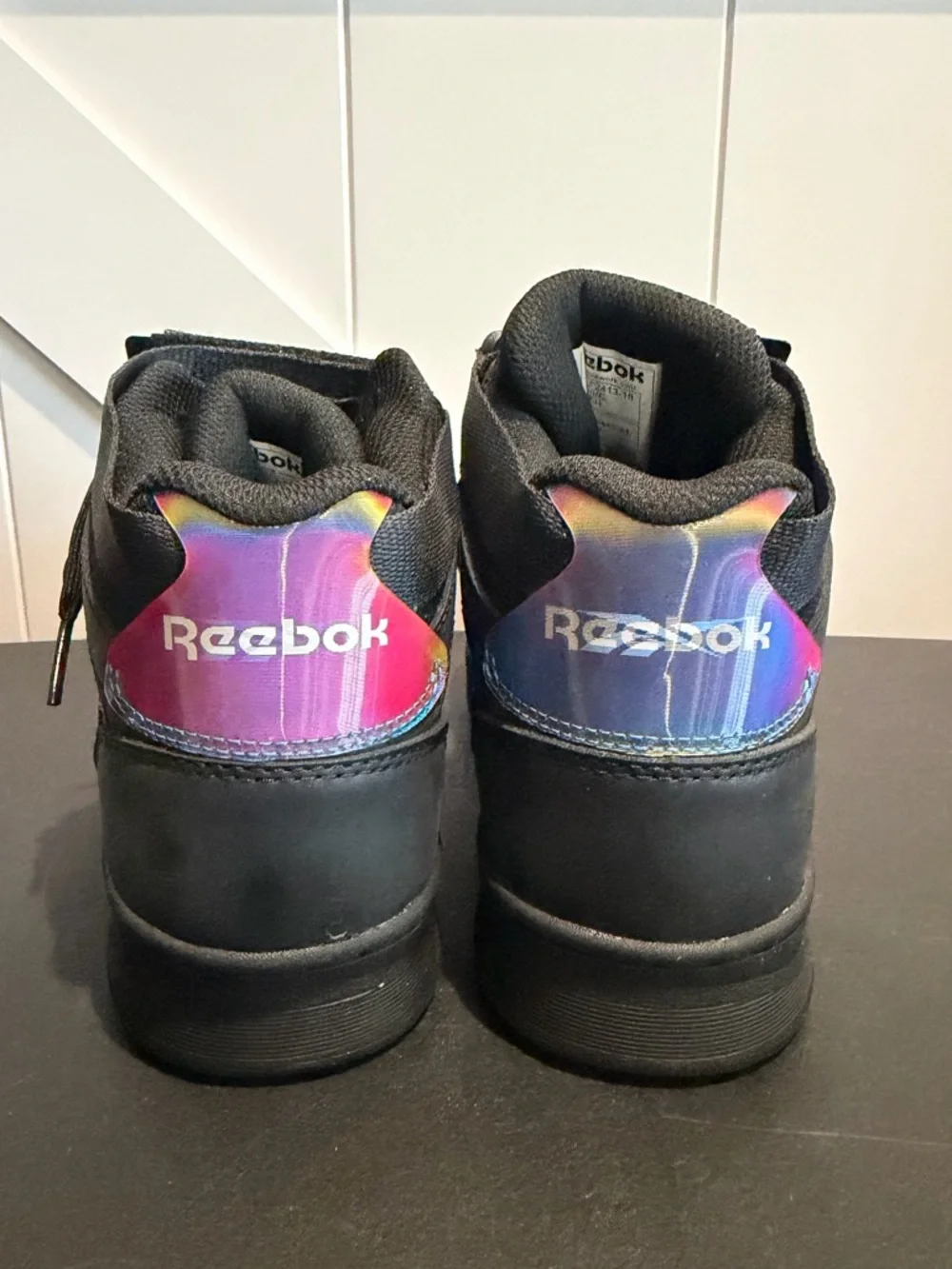 Reebok Black High-Top Sneakers with Iridescent Accent